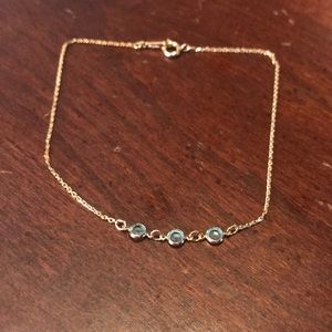 Avon Vintage Goldtone and Blue Gemstone Anklet